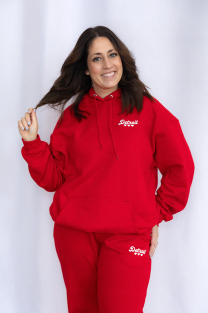Red Detroit Minimalist Sparkle Sweatsuit
