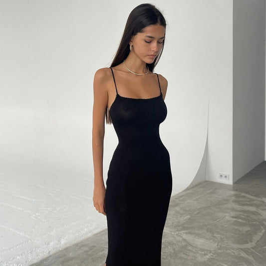Bare Muse Black Cloud-Knit Maxi Dress