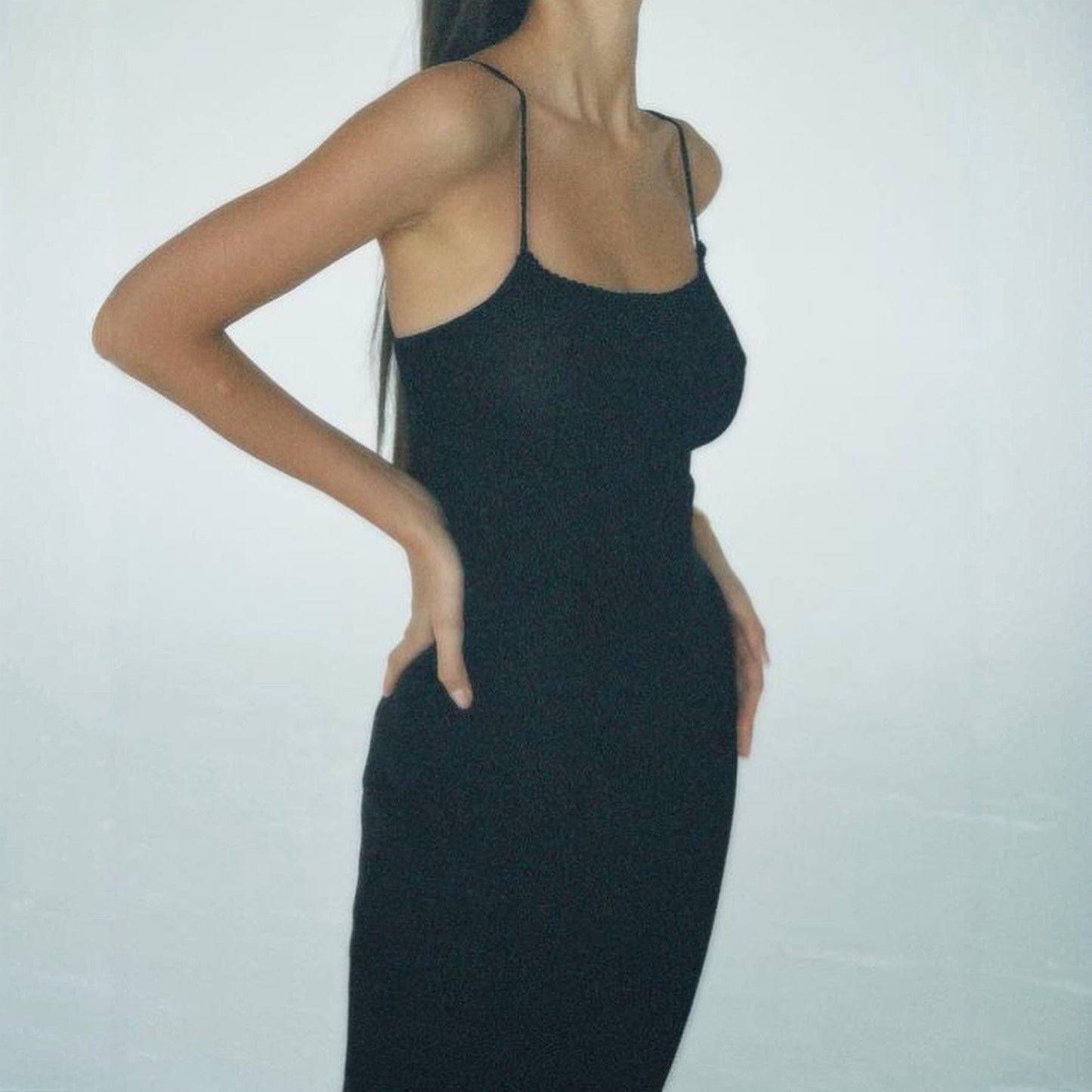 Bare Muse Black Cloud-Knit Maxi Dress