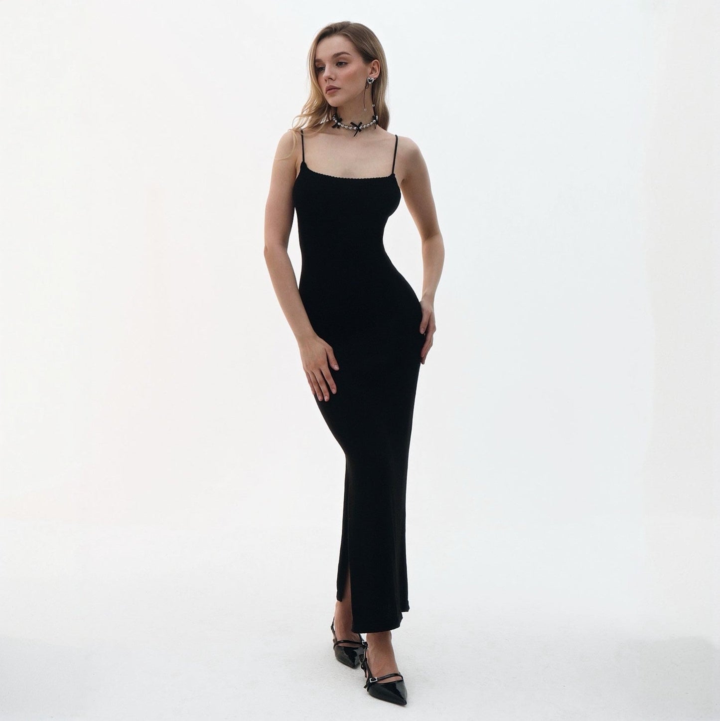 Bare Muse Black Cloud-Knit Maxi Dress