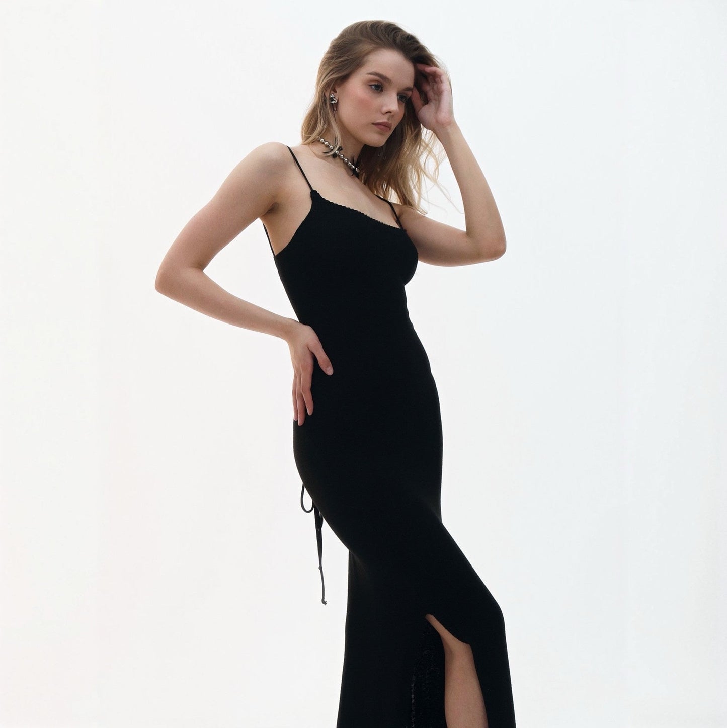 Bare Muse Black Cloud-Knit Maxi Dress
