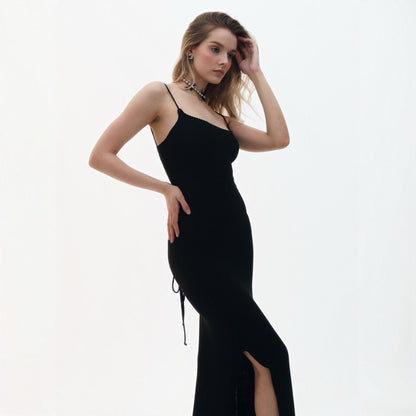 Bare Muse Black Cloud-Knit Maxi Dress