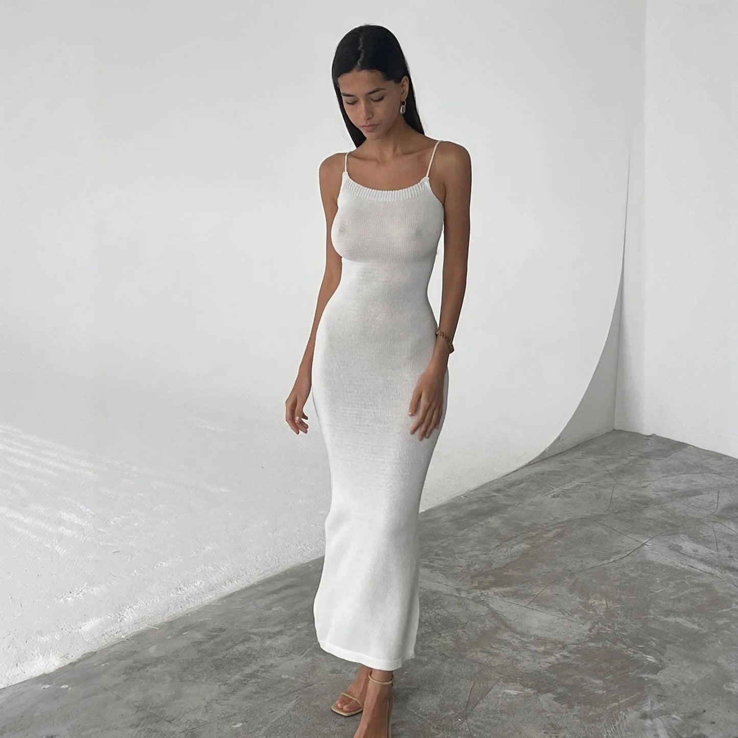 Bare Muse Ivory Cloud-Knit Maxi Dress