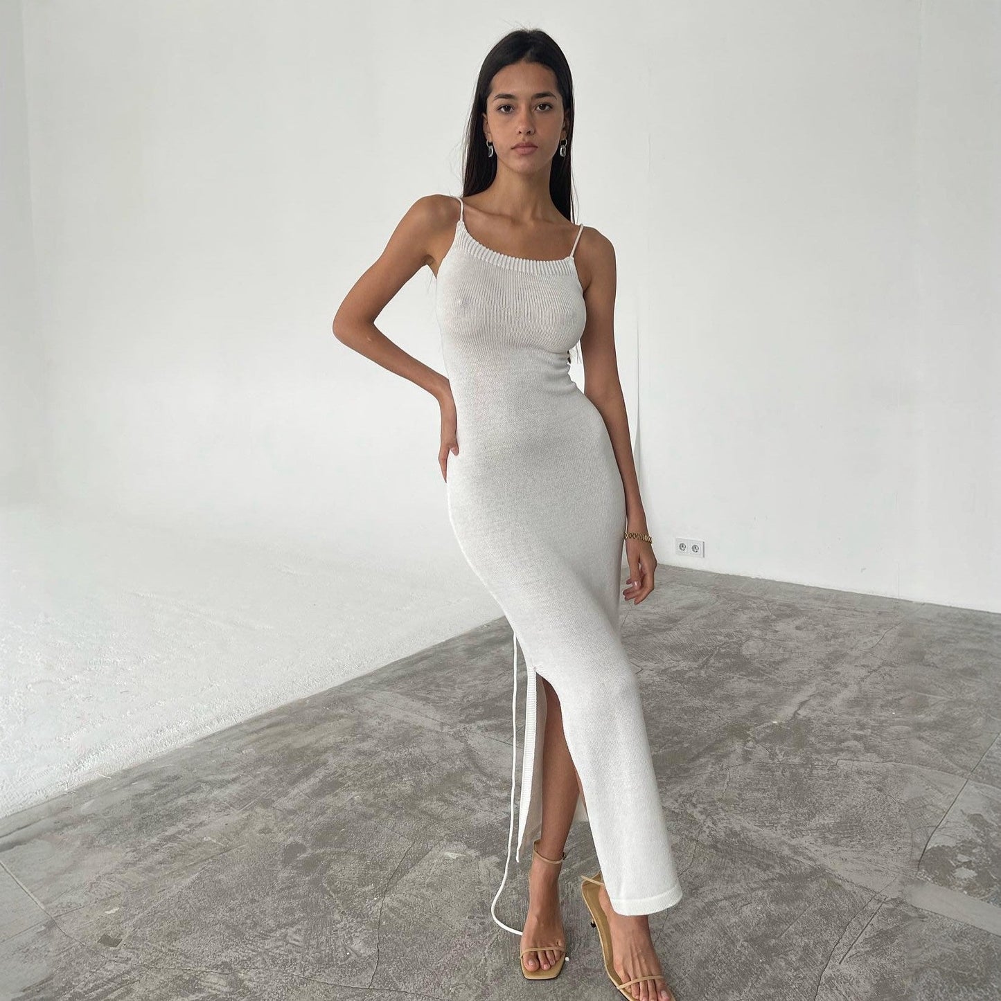 Bare Muse Ivory Cloud-Knit Maxi Dress