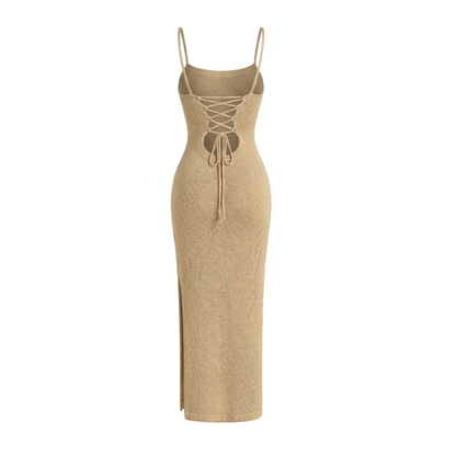 Bare Muse Khaki Cloud-Knit Maxi Dress