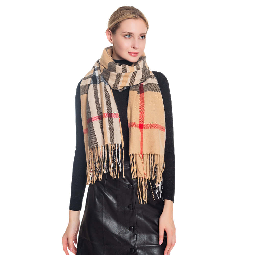 Plaid Check Patterned Oblong Scarf