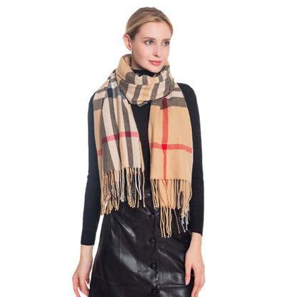 Plaid Check Patterned Oblong Scarf