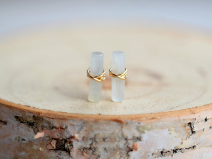 Birch Studs - Moonstone