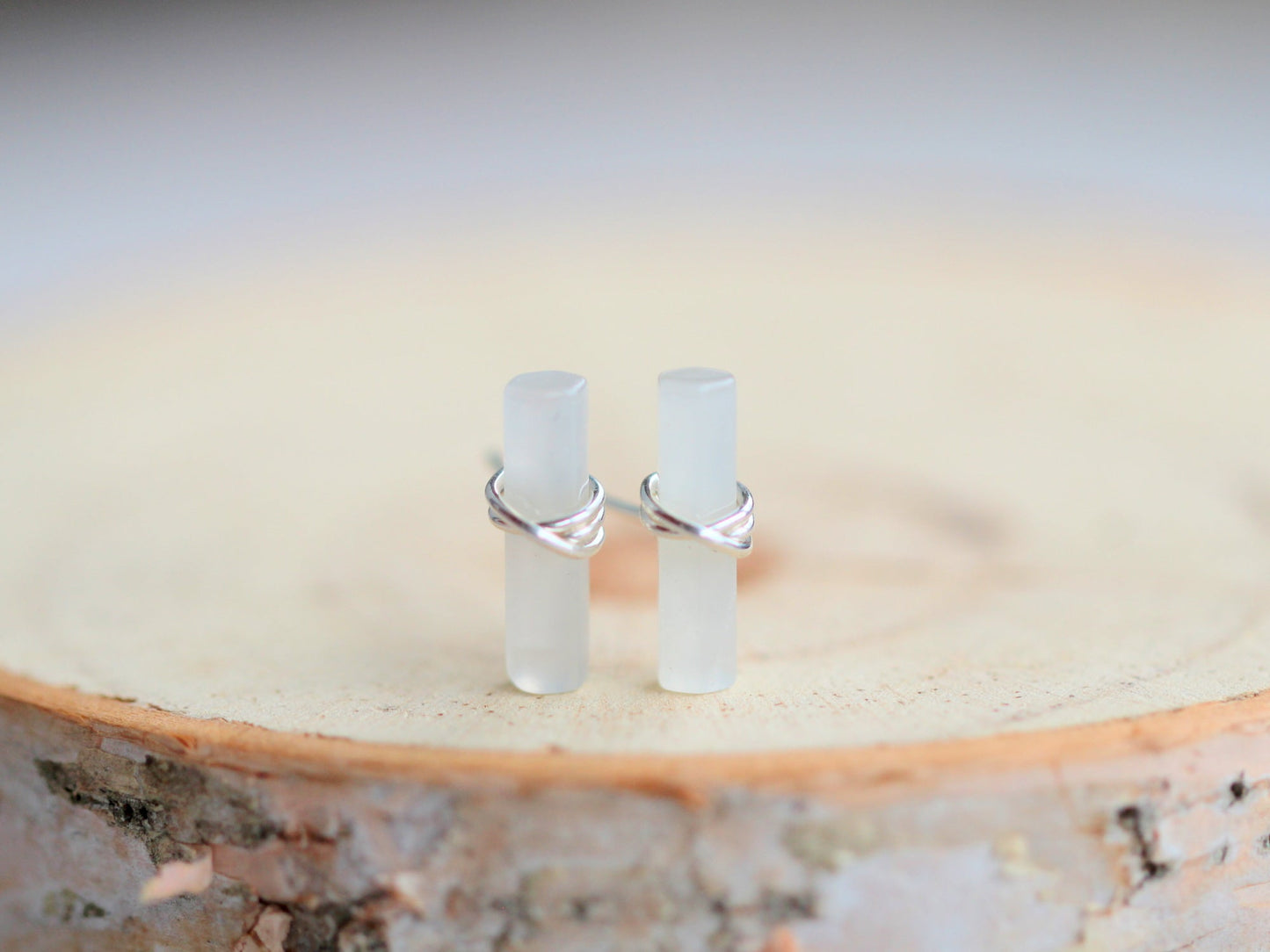 Birch Studs - Moonstone