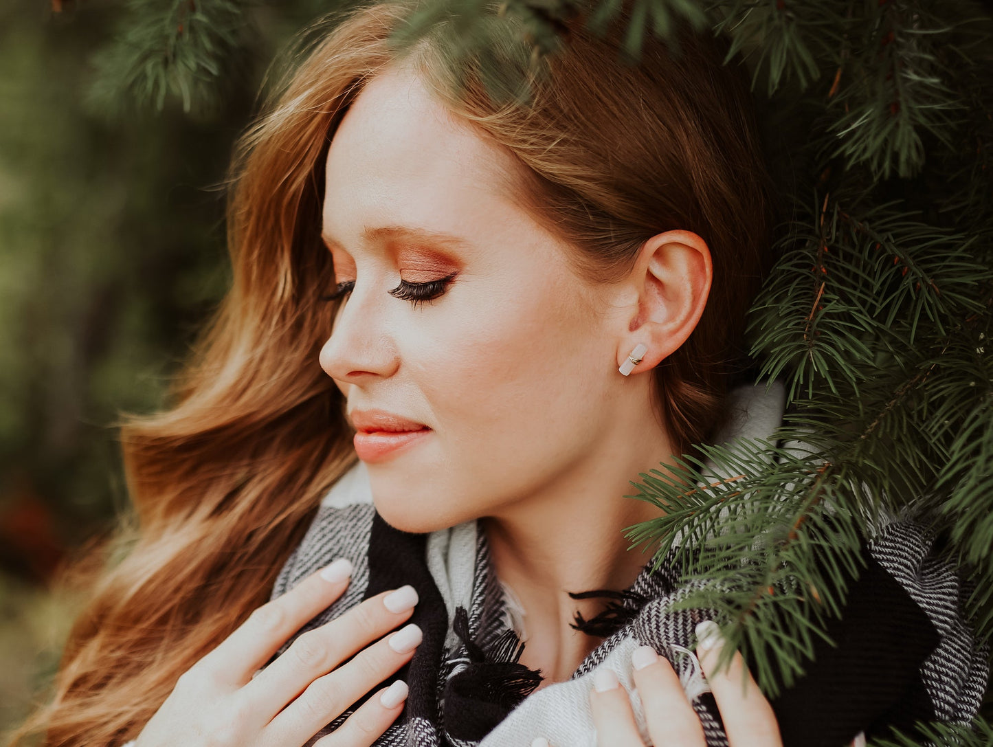 Birch Studs - Moonstone
