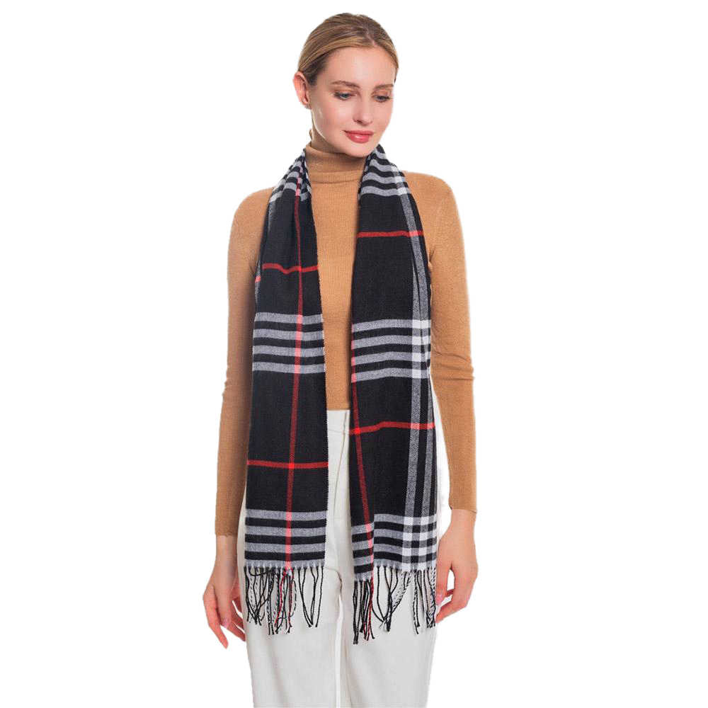 Plaid Check Patterned Oblong Scarf