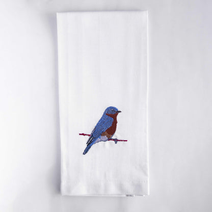 Bird Embroidered Cotton Tea Towels - Handmade Kitchen Gift