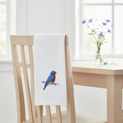 Bird Embroidered Cotton Tea Towels - Handmade Kitchen Gift