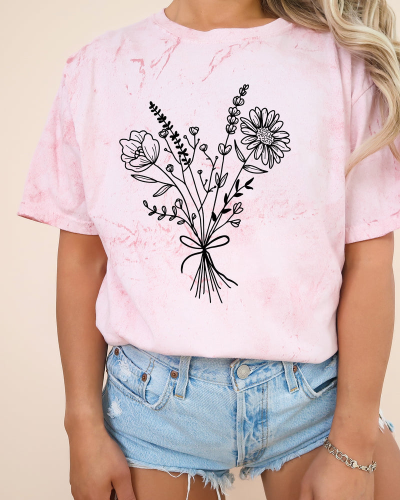 Botanical Bouquet Wildflowers Plant Nature Garment Dyed T Shirt
