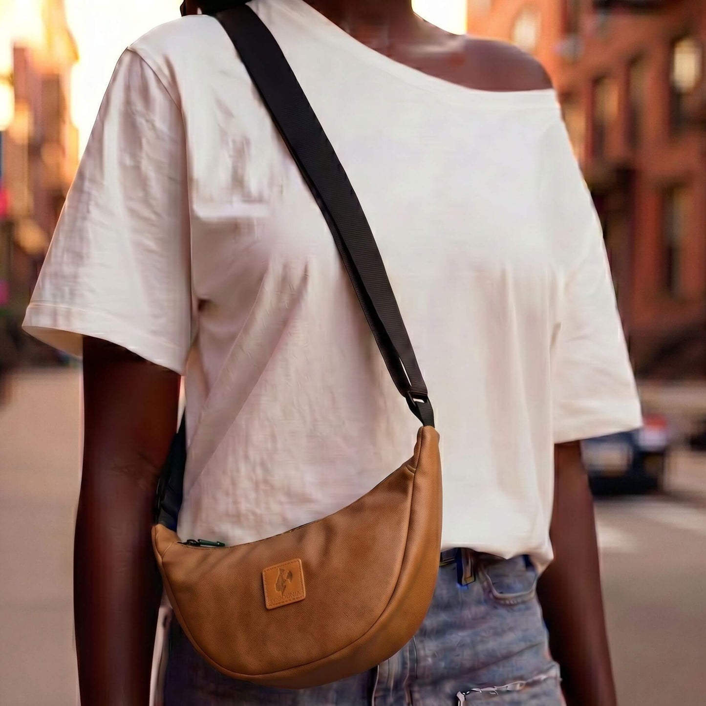 Round Mini Vegan Leather Crossbody Shoulder Bag