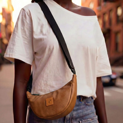 Round Mini Vegan Leather Crossbody Shoulder Bag
