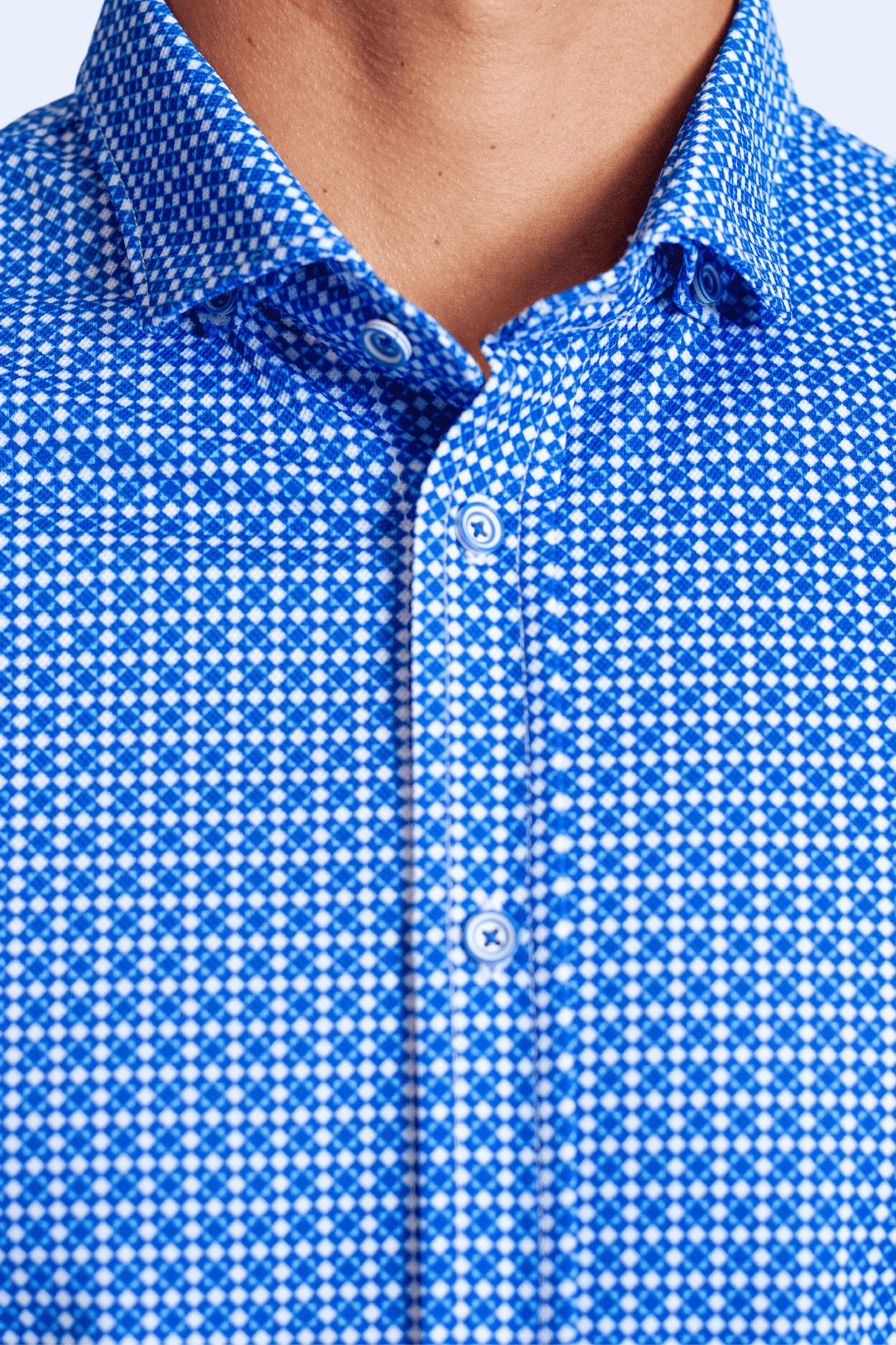 Swiss Check Long Sleeve Tech Shirt - Blue