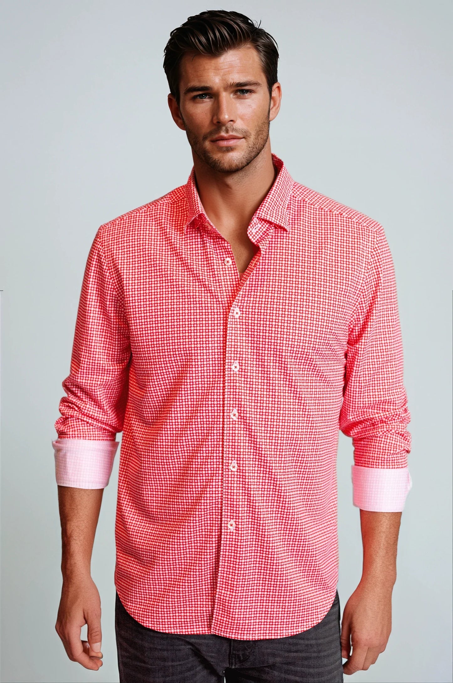 Swiss Check Long Sleeve Tech Shirt - Red