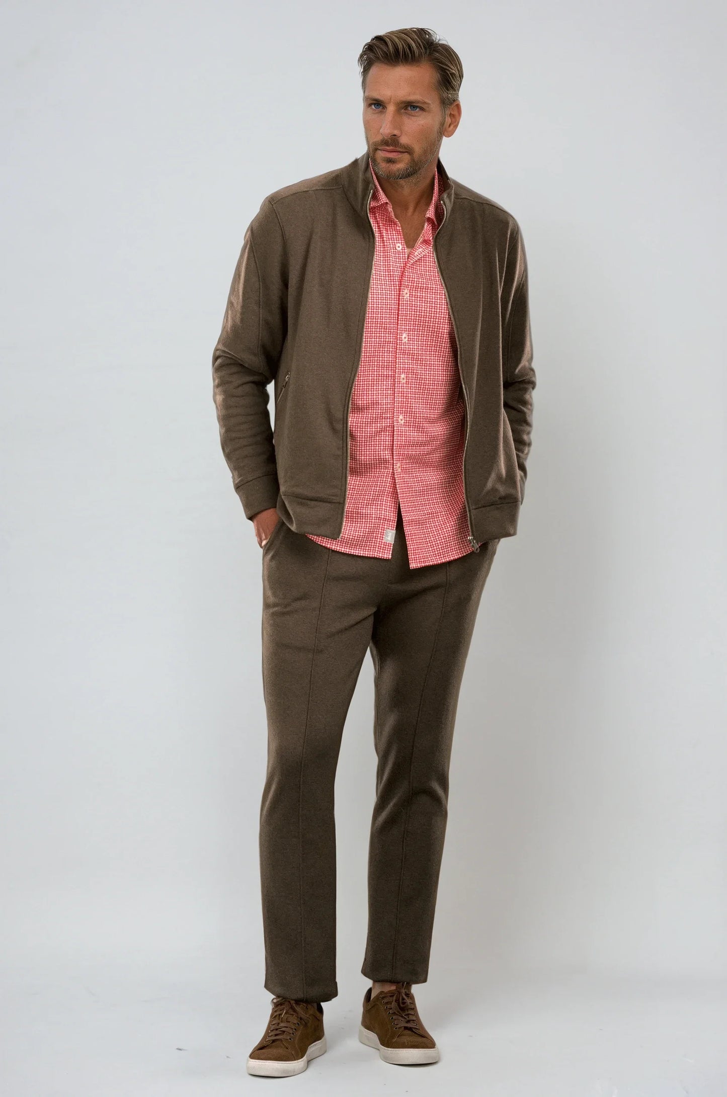 Swiss Check Long Sleeve Tech Shirt - Red