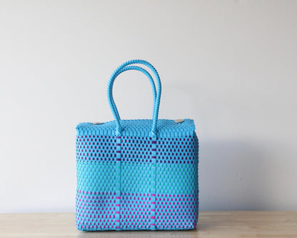 Turquoise & Purple Medium Handwoven Handbag