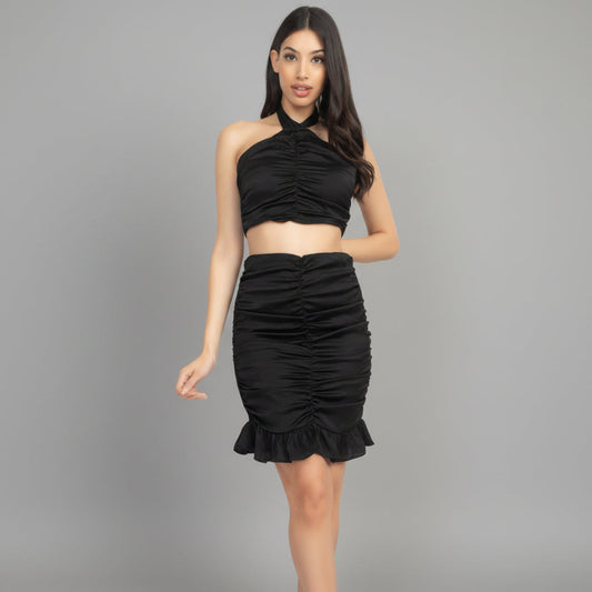 Halter Neck Crop Top & Skirts Set