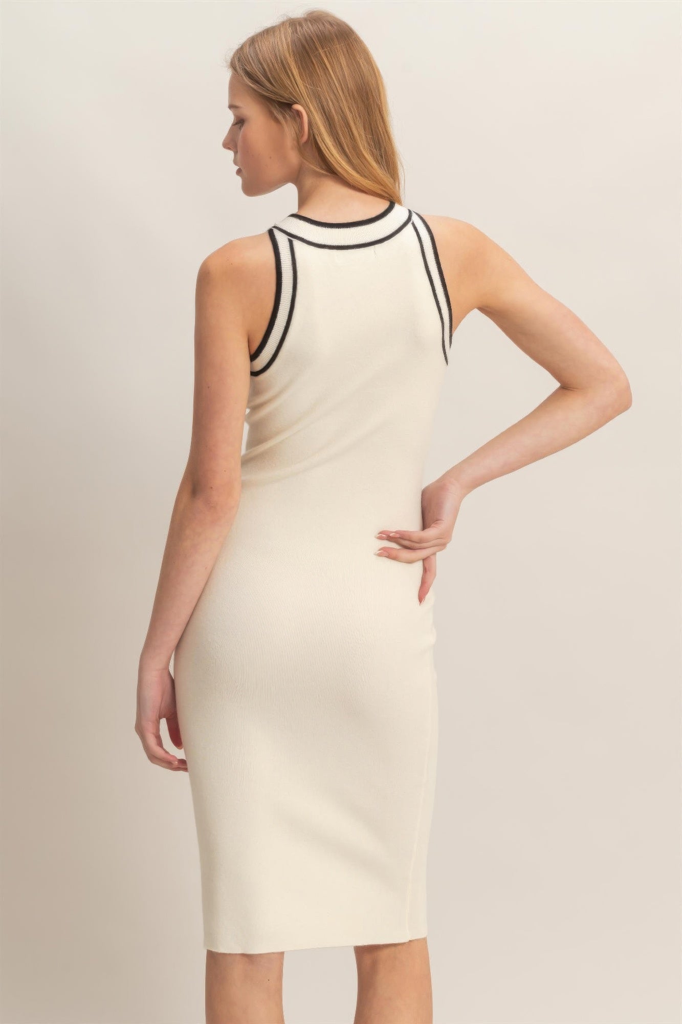 Ribbed Sleeveless Dress in White