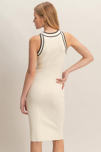 Ribbed Sleeveless Dress in White