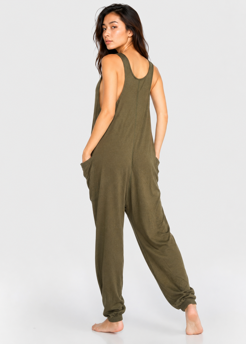 Soft Drape Pocket Romper Made in USA