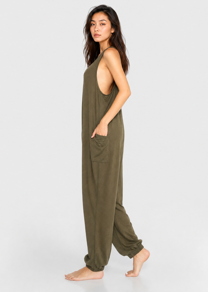 Soft Drape Pocket Romper Made in USA