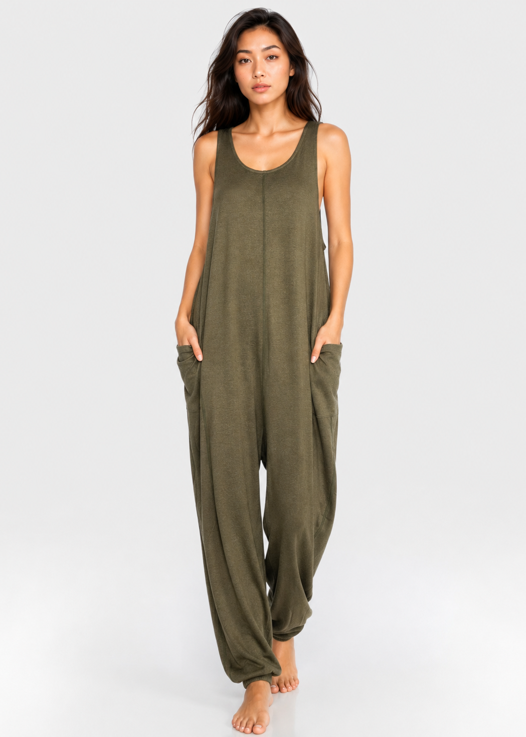 Soft Drape Pocket Romper Made in USA