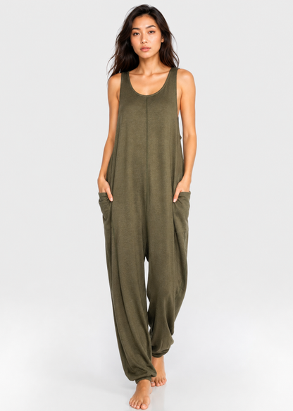 Soft Drape Pocket Romper Made in USA