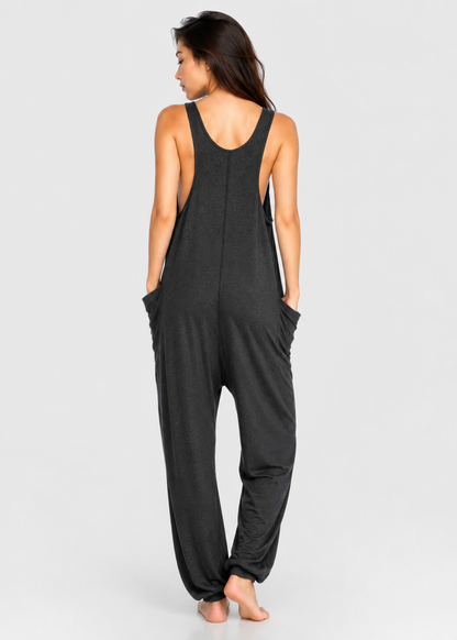 Soft Drape Pocket Romper Made in USA