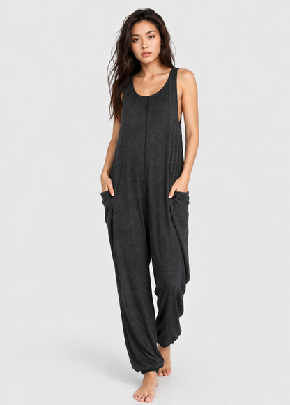 Soft Drape Pocket Romper Made in USA