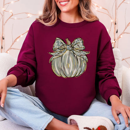Camo Pumpkin Autumn Hunting Season Vintage Camouflage Print Graphic Cozy Sweatshirt