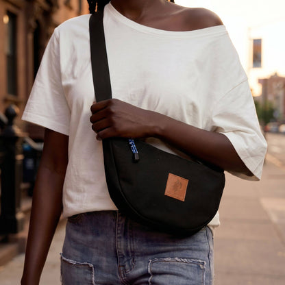 Round Mini Canvas Crossbody Shoulder Bag for Women