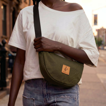 Round Mini Canvas Crossbody Shoulder Bag for Women