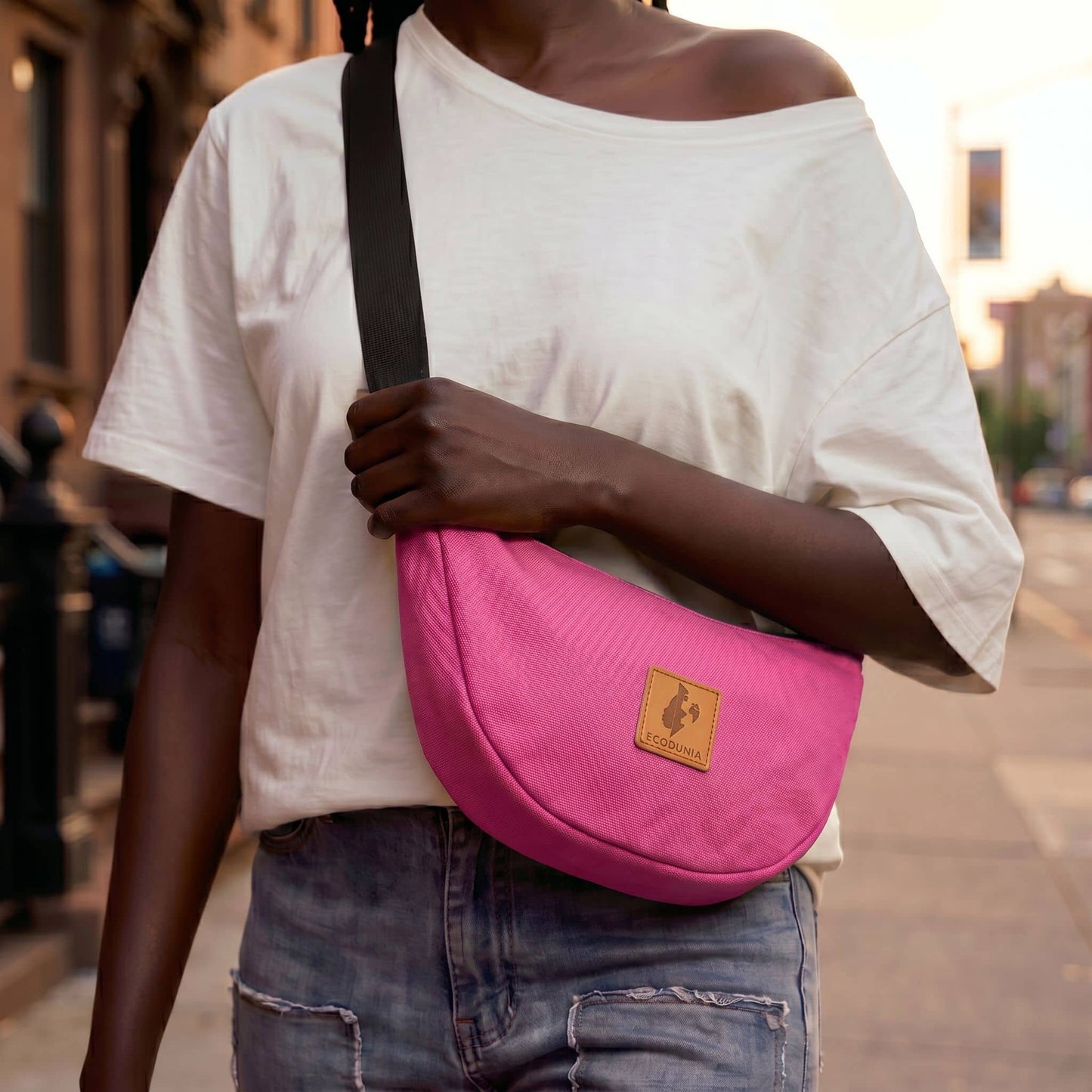 Round Mini Canvas Crossbody Shoulder Bag for Women