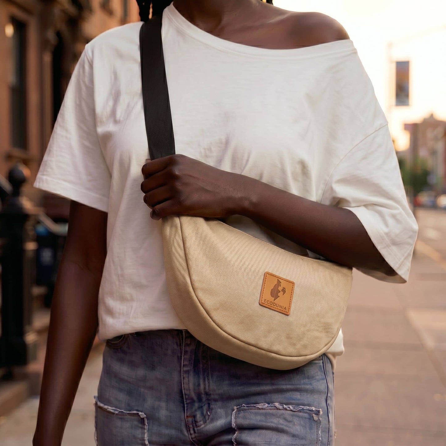 Round Mini Canvas Crossbody Shoulder Bag for Women