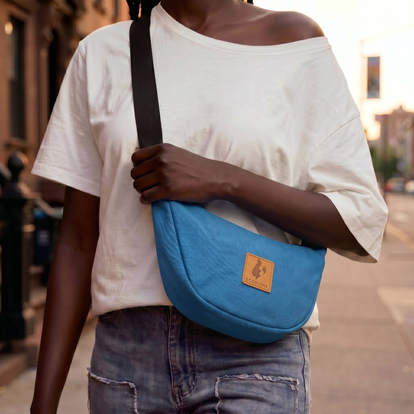 Round Mini Canvas Crossbody Shoulder Bag for Women