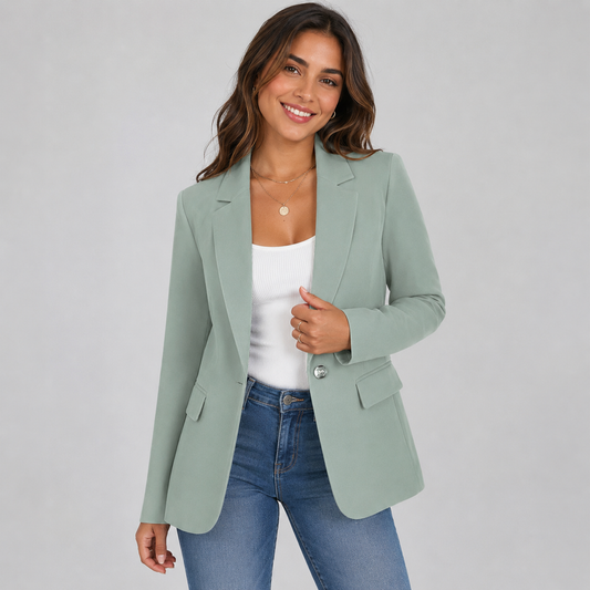 Casual Blazer Jacket - Lightweight One-Button Work Office Suit Coat