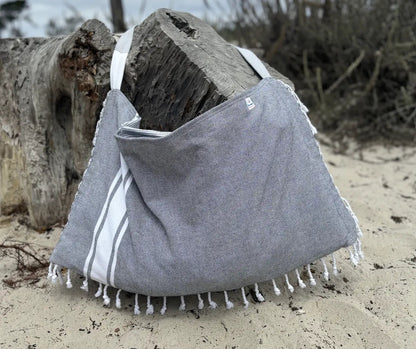 Solid 3‑in‑1 Turkish Cotton Beach Bag