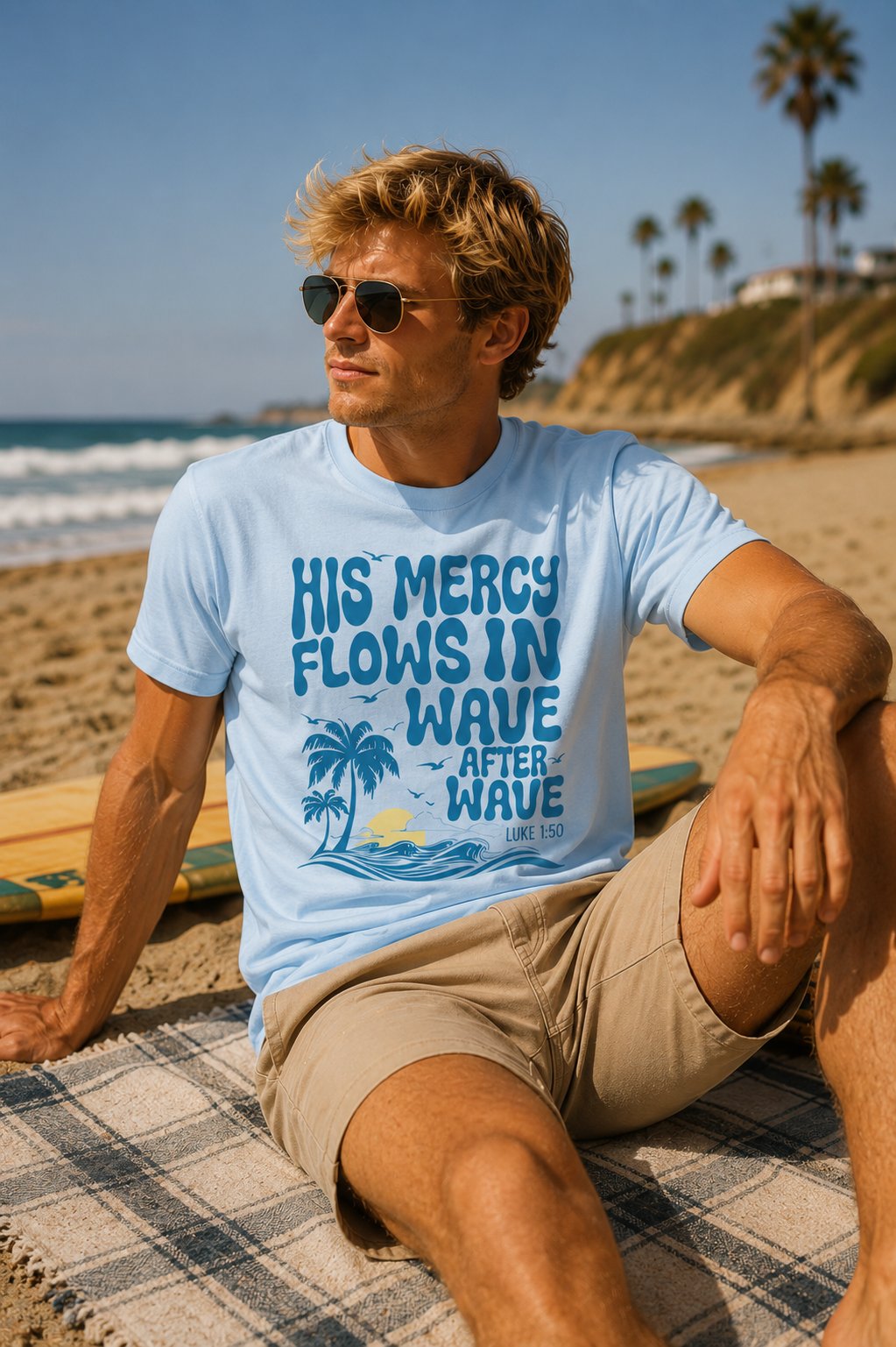 His Mercy Flows in Wave after Wave Bella Canvas Graphic Tee