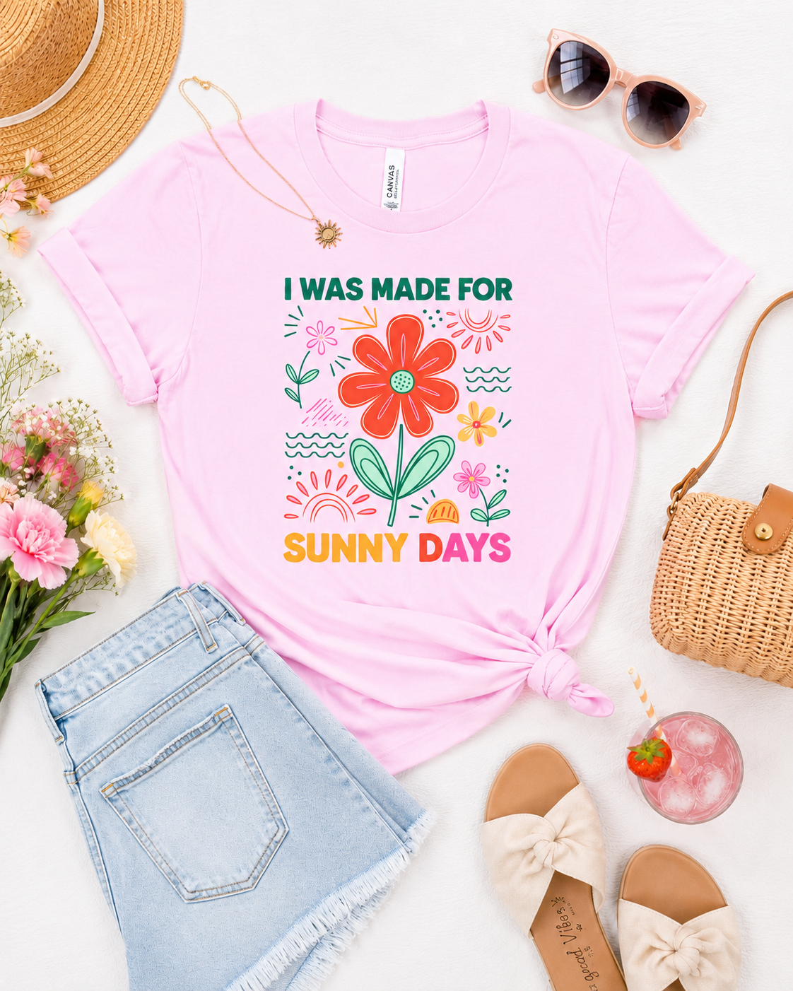 I Was Made For Sunny Days Bella Canvas Graphic Tee, Top