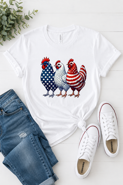 Patriotic Chickens USA Crew Neck Softstyle Tee