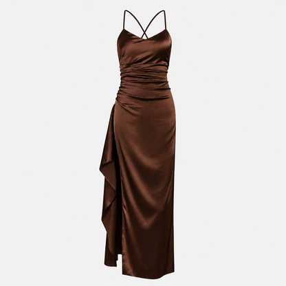 Lara Maxi Dress – Elegant Backless Slit Dress for Weddings, Galas & Date Nights