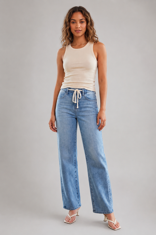 RISEN Relaxed Fit Drawstring Waist Jeans