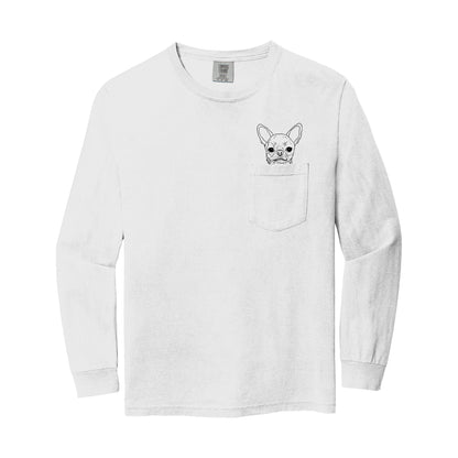 Chihuahua Dog Mom Pocket Comfort Colors Long Sleeve Shirt