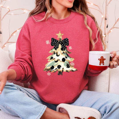 Christmas Camo Tree Santa Coquette Ribbon Festive Retro Cozy Graphic Seasonal Sweatshirt