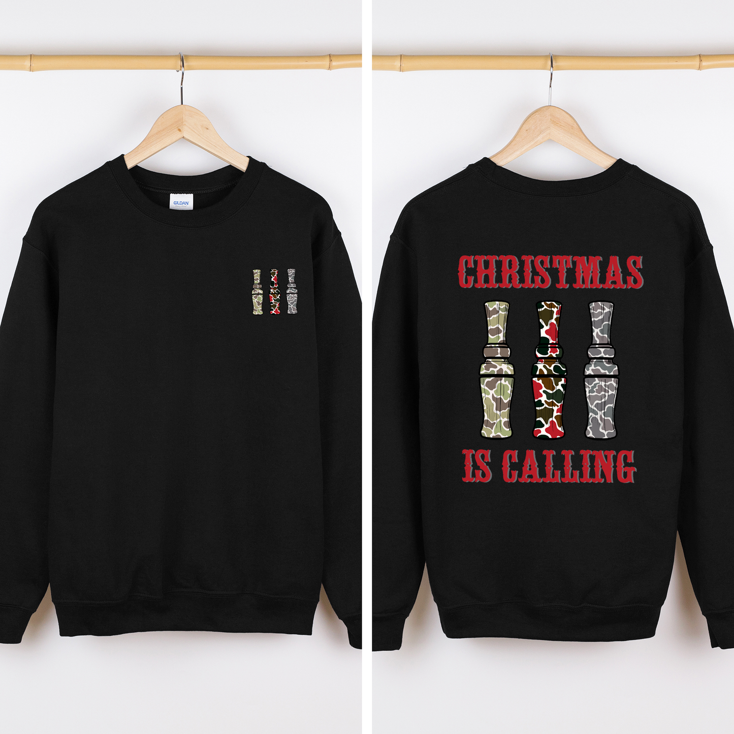 Christmas Is Calling Duck Season Hunting Retro Cozy Graphic Vintage Edition Sweatshirt