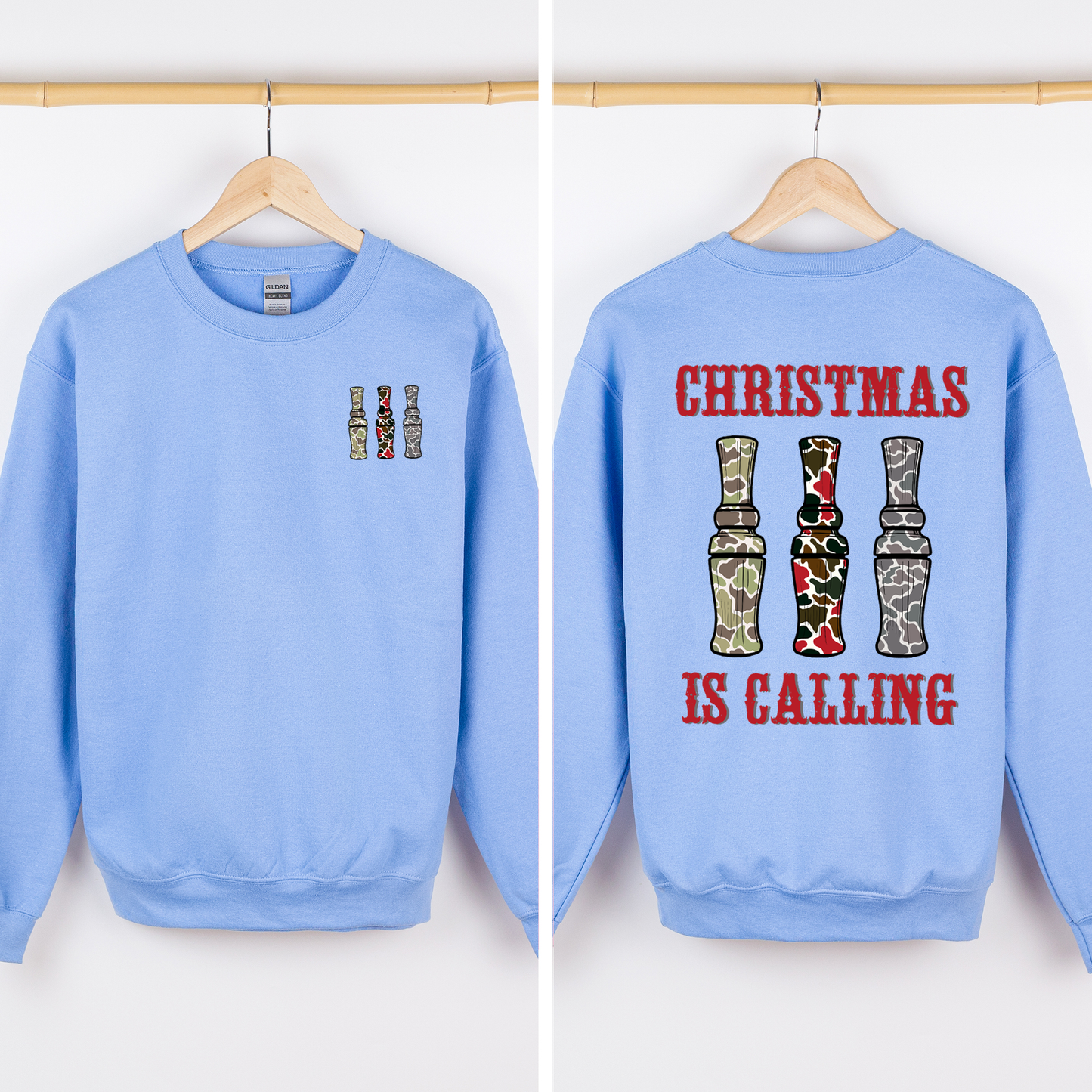 Christmas Is Calling Duck Season Hunting Retro Cozy Graphic Vintage Edition Sweatshirt
